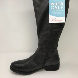 Baretraps Womens Abram WC Faux Leather Wide Calf Riding Boots Black Size 6.5